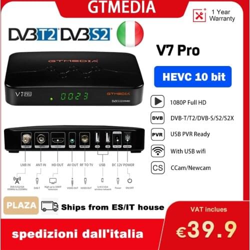 2020 NEW satellite TV receiver GTMEDIA V7 Pro DVB S2 S2X T T2 Combo HEVC 10bit with USB Wi-Fi Support H.265 SAT Tuner Spain ccam