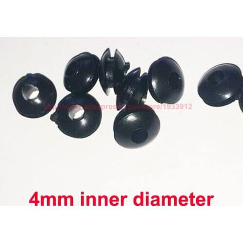 4mm Inner Diameter Black Rubber Cable Protection Wire Grommets Hole Plug - pack of 50
