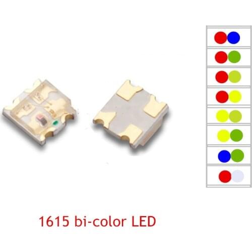 50PCS 0805 SMD LED 1615 bicolor LEDs 2 colors Red+GREEN /R+BLUE / R+YELLOW /R+WHITE cree led COB chip led power led Light Beads