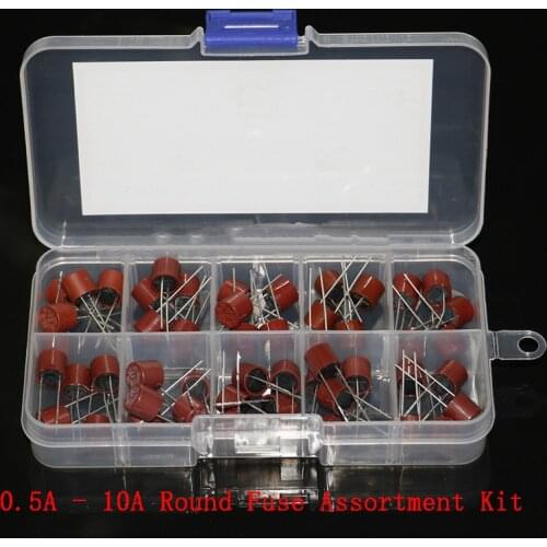 50pcs 382 Blow Cylindrical Fuse 0.5A 1A 1.25A 2A 3.15A 4A 5A 6.3A 8A 10A Amp For LCD TV Power PCB 382 Round Insurance Tube Kit