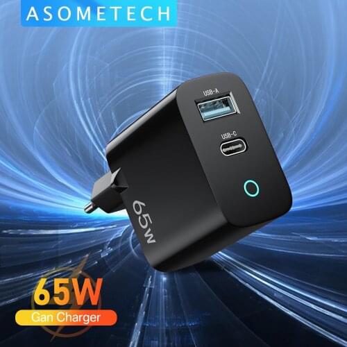 65W GaN Charger Quick Charge 3.0 QC USB Type C PD Fast Charger USB C Portable Phone Charger Adapter for iPhone Xiaomi Laptop
