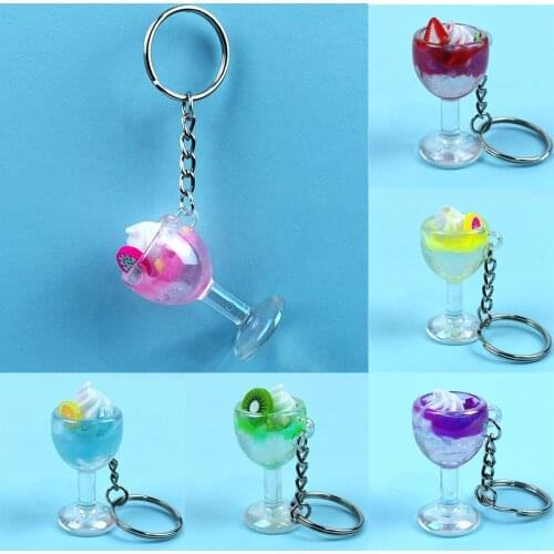 Acrylic Cute Keychain Ice Cream Pearl Milk Tea Drink Bottle Keyring Bag Pendant Couples Women Men Girl Gift Trinket Dropshipping