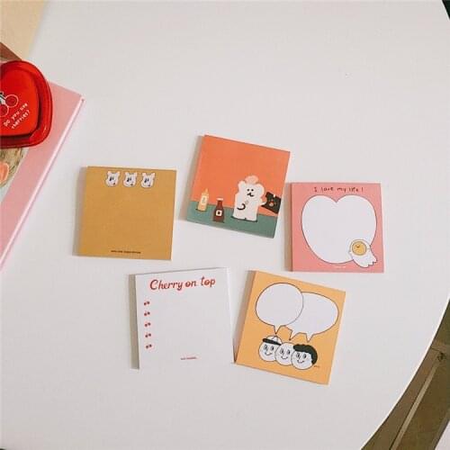 50 Sheets Cute Rogue Dog Memo Pad Ins Cartoon Bear Big Face Notebook Planner Stickers Message Paper To Do List Kawaii Stationery