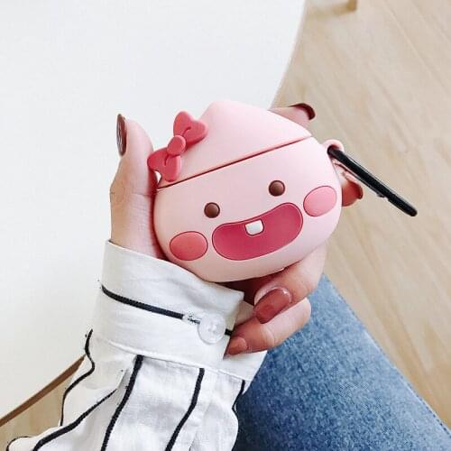 3D Cute Cartoon Pink Peach Earphone Case for Apple Airpods 1 2 Pro 3 Case Wireless Bluetooth Headphones Case Protective Cover