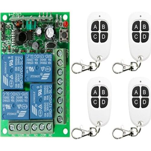 DC12V 24V 4CH 4 CH Wireless RF Remote Control Light Switch 10A Relay Output Radio Receiver Module+ Transmitter