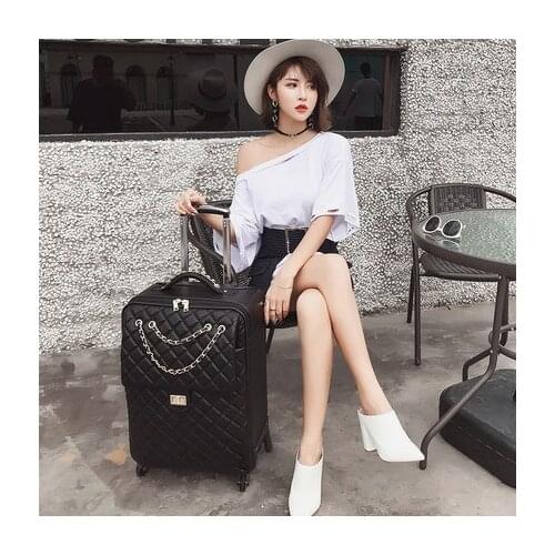 Travel tale fashion 20/24 size 100%PU High quality Rolling Luggage Spinner brand Travel Suitcase