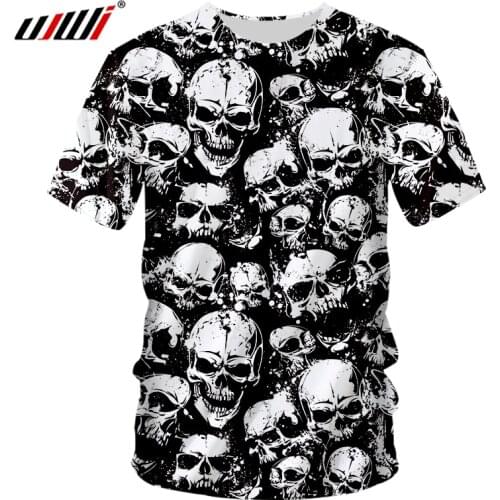 UJWI 3D Printed Skull Pattern T Shirts Street Fashion Tshirt Summer Dark Style Personality Men O Neck Tees Dropshipp 5XL Funny