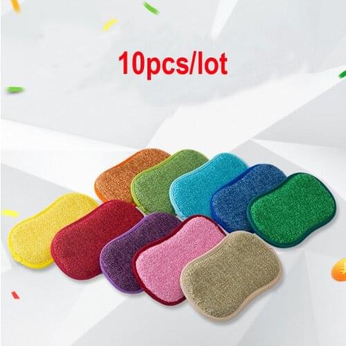 Scouring Pad Sponge Pot Brush Kitchen Strong Decontamination Non Stick Dishcloth Magic Wipe Dishcloth Microwave Cleaner