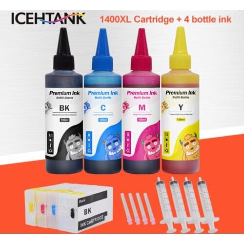 ICEHTANK PGI-1400XL Printer Ink Cartridge + 4×100ml Bottle Ink Compatible For Canon PGI 1400 MAXIFY MB2040 MB2140 MB2340 MB2740