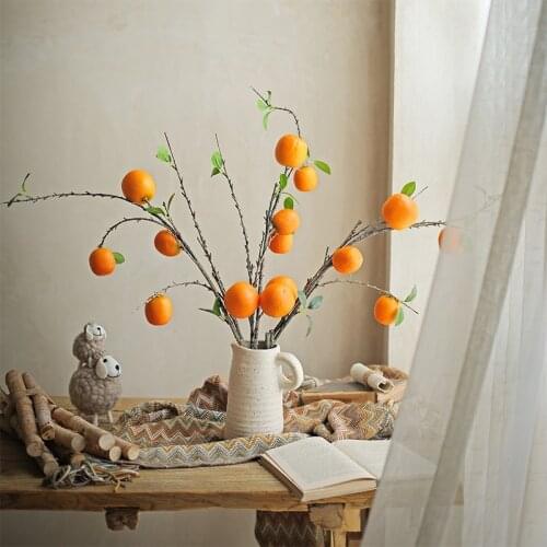 Artificial Orange 105cm Fruit Branches with Leaves Fruit Ornaments Flower Arrangement Living Room Home Decoration Ornaments