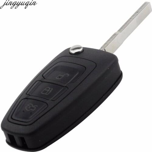 Jingnyuqin 10pcs/lot 3 Buttons Flip key Folding car Remote Key Shell For Ford Focus 3 Fiesta connect mondeo c max HU101 Blade