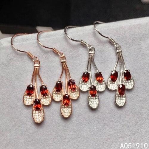 KJJEAXCMY boutique jewelry 925 sterling silver inlaid natural Garnet womens earrings support detection popular