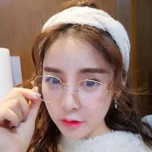 Mens and Womens Ultralight Round Frame Glasses Frame Retro Glasses Frame Full Frame Metal Flat Mirror with Myopia Glasses