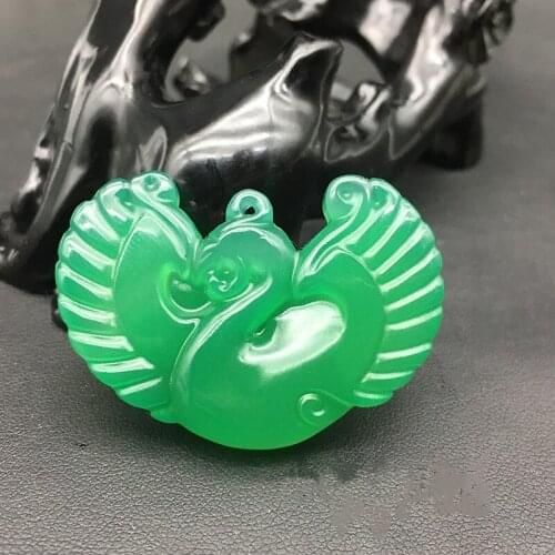 Natural Green Chalcedony Hand-carved Swan Pendant Fashion Boutique Jewelry Men and Women Necklace Gift Accessories