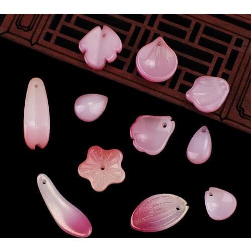 10-20pcs Multi-size Gradient Petals Leaf Glass Beads For Jewelry Making DIY Earring Bracelet Flower Charms Scrapbook Decoration