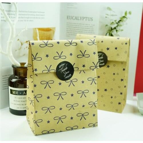 2019 New 50pcs Kraft paper packaging bag paper cookie bags pouches wrappers cupcake candy bag gift bag