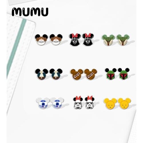2021 New Darth Vader Stud Earring Minnie Mouse Star Wars Epoxy Jewelry Resin Acrylic Earrings Handmade Gifts Girl