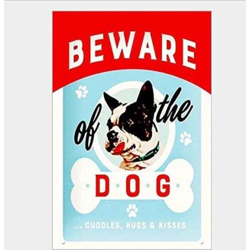 Beware The Dog Souvenir Tin Sign art wall decoration,vintage aluminum retro metal sign,iron painting vintage decoration sign