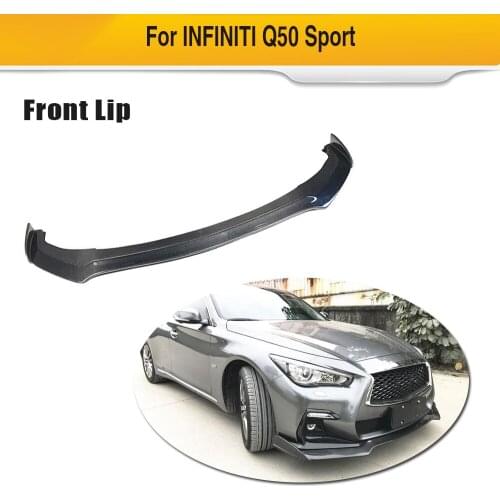 Carbon Fiber Front Lip Spoiler Bumper Chin Apron for Infiniti Q50 Sport 4-Door 2018-2019 Car Styling Bumper Splitters