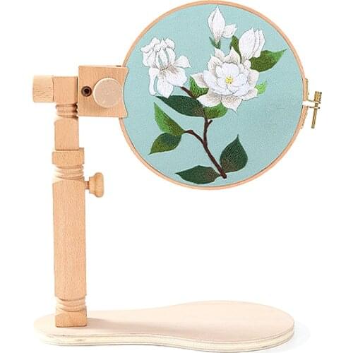Embroidery Stand for Cross Stitch Wooden Embroidery Hoop Stand Sewing Tool 360 Degree Rotate Adjustable Cross Stitch Rack Frames