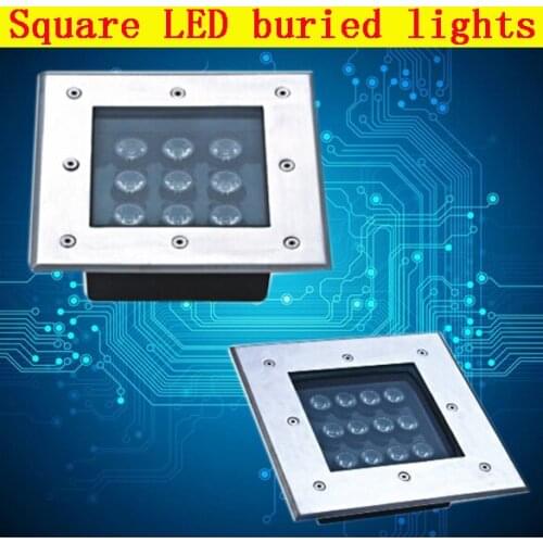 Manufacturer square shape RGB 9W led buried underground lights Square ground lamps IP66 Buried flood landscape lights 36W Brick
