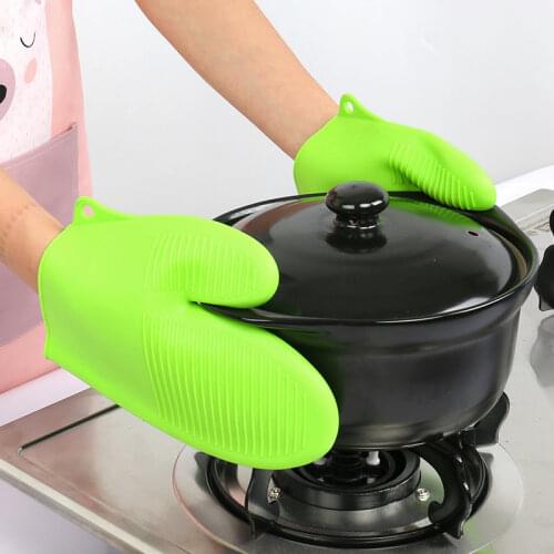 Microwave Oven Mitts Silicone Kitchen Gloves Waterproof Hot Heat Resistant Silicon BBQ Grill Glove Cooking Mitts Baking Grilling