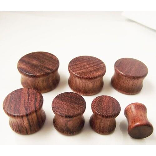 2 Pieces Fashion solid Natural Wood Ear Plugs Earring Gauges Punk Red Ear Plug Taper Expander Tunnel Body Piercing Jewelry