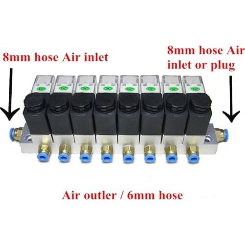 1PC Solenoid valve busbar 2 way Pneumatic Aluminium sets 2V025-06 Port 1/8 1/4 BSP pushfit fittings 6mm DC24V/12V AC220V/110V