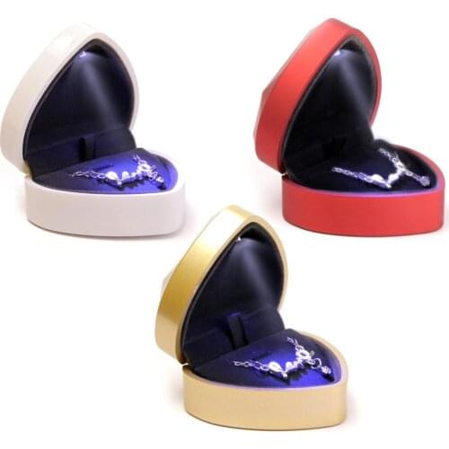 Jewelry Box Jewelry Gift Box ring box velvet box Heart LED Light Engagement Ring Bracelet Holder Jewelry Display Box StorageCase