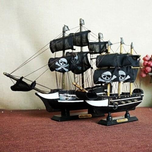 Nordic Modern Simple Office Study Home Living Room Desk Accessories Decoration Smooth Sailing Wood Craft Pirate Sailboat Model