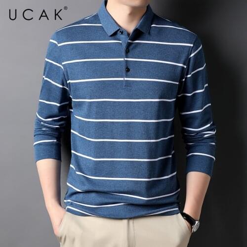 UCAK Brand Casual Pure Cotton Turn-down Collar T Shirt Men Clothes Autumn New Arrivals Streetwear Long Sleeve T-Shirts U5703