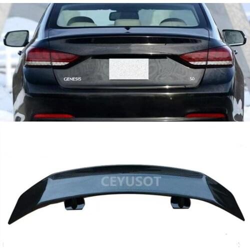 For Universal GT Spoiler WING Hyundai Genesis ABS Material Car Trunk Boot Rear Lip Tail Decoration Black Accessories 2015-2021