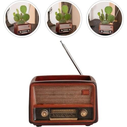 Vintage Antique Radio Shape Flower Plant Pot Resin Garden Planter Plant Container Cactus Succulent Pot Home Table Balcony Decor