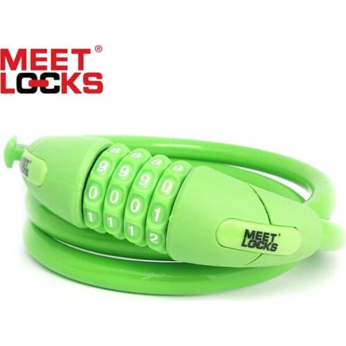 MEETLOCKS Combination Coiled Cable Bicycle Lock Dia 12mmx3.9 Feet(L) 120cm Code Bike Lock With Cycle Bracket