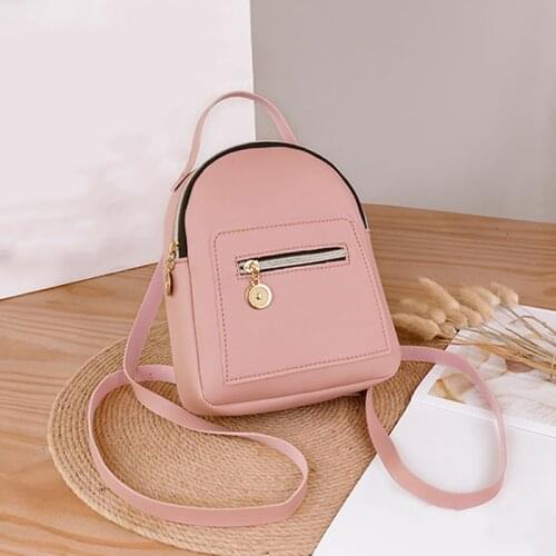 Girls Fashion Small Backpack PU Leisure Zipper Fashion Knapsack Mini Female Multifunction Phone Bag School Backpack