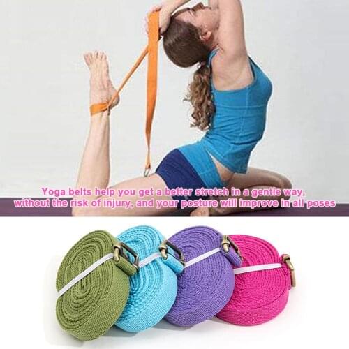 Women Yoga Stretch Strap Multi-Colors D-Ring Belt Fitness Exercise Gym Rope Figure Waist Leg Resistance Fitness Bands Yoga Belt