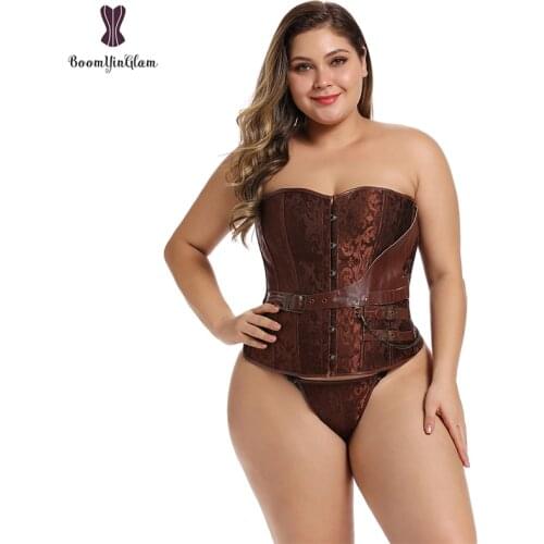 Gothic Womens Shapewear Steampunk Corset Top Punk Waist Cincher Gothic Bustier Top Corselet With Chain 907