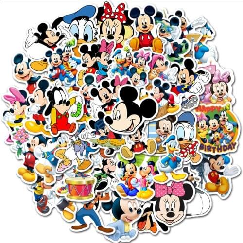 10/50pcs Disney Mickey Mouse Sticker Desk notebook computer pencil case refrigerator TV sticker Furniture decoration stickers