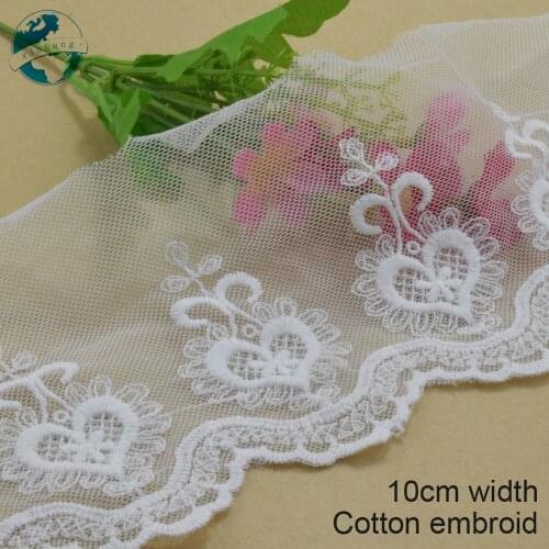 3yard 10cm wide cotton embroidery lace edges french ribbon lace fabric guipure diy trims mini dress lace sewing Accessories#2954