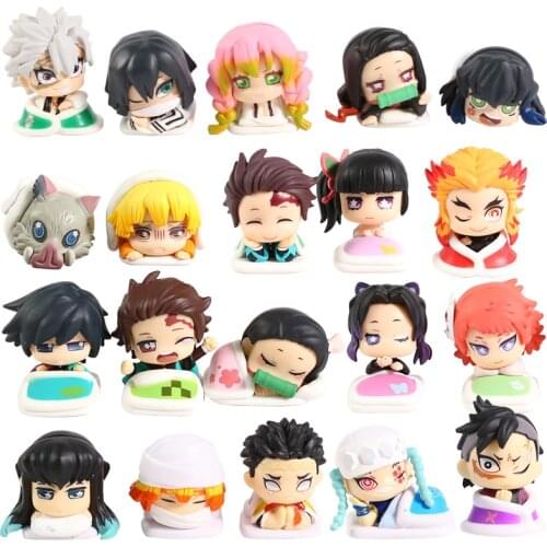 5cm Demon Slayer Kimetsu no Yaiba Sleeping Kamado Tanjirou Nezuko Inosuke Cute Kawaii Anime Toys Figures 5pcs/set