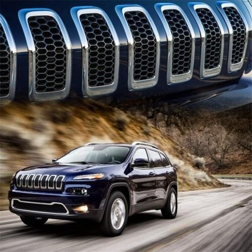 7pcs Front Grille Chrome Ring Grill Insert Trim Cover for Jeep Cherokee 2014-2018