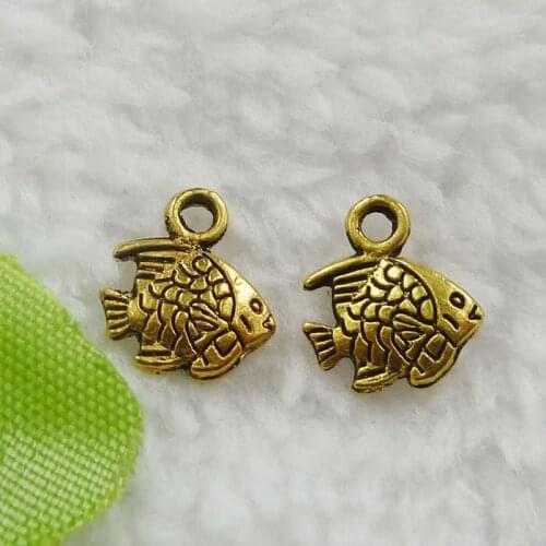 760 pieces antique gold fish charms 11x9mm #171