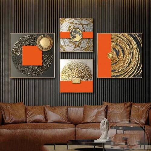 Abstract Posters Wall Art Pictures for Living Room Indoor Decoration Canvas Prints Modern Home Decor Orange Nordic Cuadros