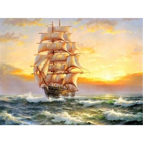 Diamond Painting Cross-Stitch Landscape Sailboat Diamond Embroidery Sale Full Drill Diamond Mosaic DIY Rhinestone