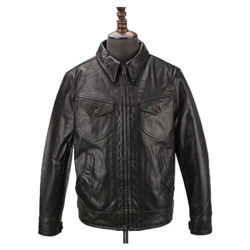 Free shipping.Brand cow leather,mans 100% genuine leather Commute Jackets,fashion mens slim japan style jacket,quality