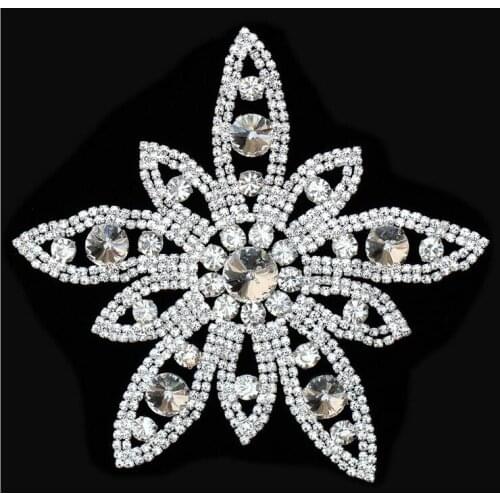 Free Shipping Wholesale10pcs/lot 6.2"X5.8" Rhinestone Applique for Wedding Gown Bridal Sash Evening Wear Rhinestone Patch ML07