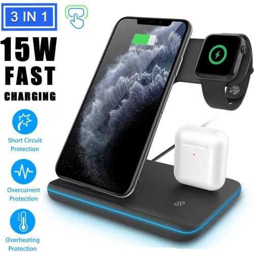 3 In 1 Wireless Charger Station Dock Stand For iPhone 11/11 Pro/11 Pro Max