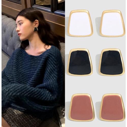 2020 Korean Style Big Earrings For Women Lover Fashion Drip Geometric Square Stud Earring Wedding Jewelry Valentines Day Gift