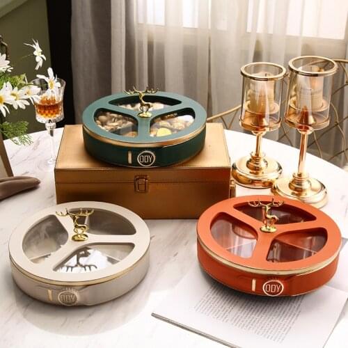 Household Modern Living Room Coffee Table New Year Snack Melon Seeds Dried Fruit Plate Creative Frame with Lid Storage Box Candy