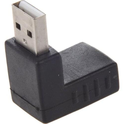 Black Right Angle USB 2.0 Type A Male to Female Adapter Connector